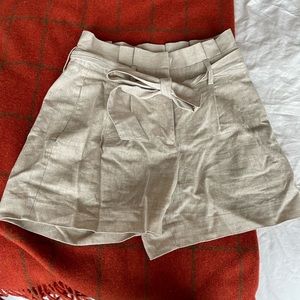Paperbag Waist Linen Shorts